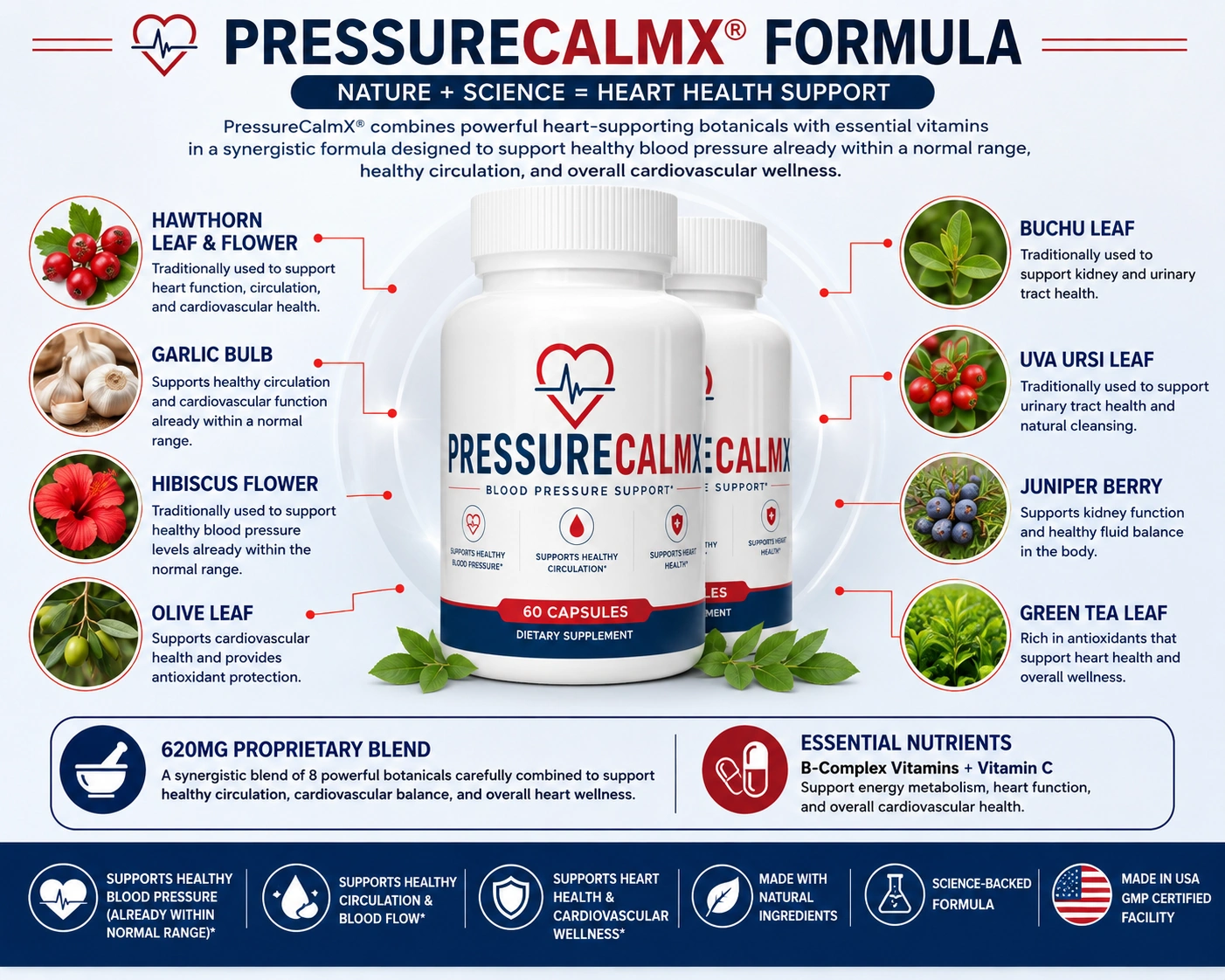 PressureCalmX 620mg proprietary heart blend formula
